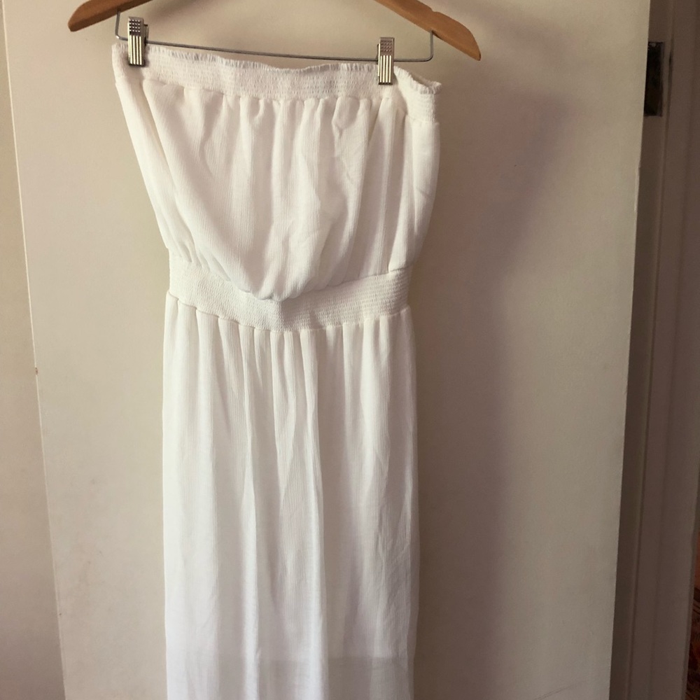White strapless maxi dress